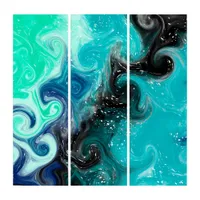 Teal, Blue and Black Fluid Art Marble Swirls   