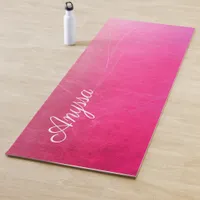 Personalized Pink Crackle Gradient Name Yoga Mat