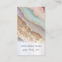 *~* QR Luxe Agate Rainbow Pastel Gold Glitter AP66 Business Card