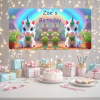 Cute baby unicorn and rainbow, girls birthday  banner