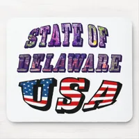 State of Delaware USA Photo & Flag Text Mouse Pad