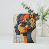Surreal Woman Colorful Abstact Postcard
