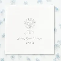 Hand Drawn Style Sketch Floral Cool Bridal Shower  Napkins