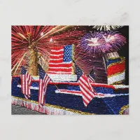 Parade with Statue of Liberty Float and Flag, ZSSG Postcard