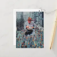 Run! The Denist is Coming A Surreal Collage Retro  Postcard