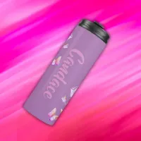 Pretty Pink- Moon, Butterfly, Floral - Monogram | Thermal Tumbler