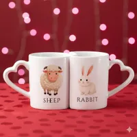 Rabbit 兔 Sheep 羊 Chinese Zodiac Coffee Mug Set