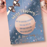 Christmas bauble message personalizable rose gold foil holiday postcard