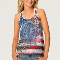 *~* USA Grunge AP27 Stars + Stripes Flag Leopard Tank Top