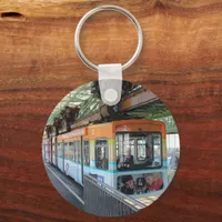 Orange Blue Wuppertal Floating Train Keychain