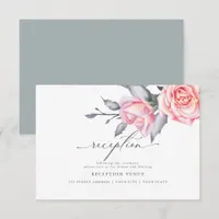 Rustic Blush Pink Rose Reception Invitation