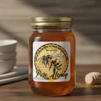 Rustic Realistic Honey Bee & Honeycomb Apiary Jar Square Sticker