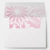 White Snowflake on Pink Winter Wedding Envelope