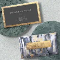 Grungy Watercolor Black & Gold Refined Stylist Business Card