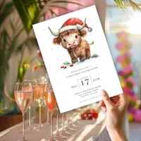 Cute Highland Cow Christmas Party Invitation