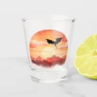 Dragon Silhouetted Against a Sunset Shot Glass