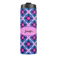 Retro Geometric Design in Pink, Purple and Blue -  Thermal Tumbler