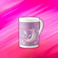 Pretty Pink- Moon, Butterfly, Floral - Monogram | Bone China Mug