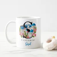 Santorini Monogram Letter S Personalized Gift Coffee Mug