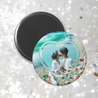 Pretty Sea Glass Photo Wedding  Magnet