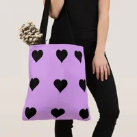 Goth Pink and Black Heart Design Tote Bag