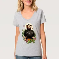 The Bear Detective in Flowers Collage T-Shirt