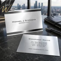 Modern Professional Silver Foil Gunmetal Bands Business Cards