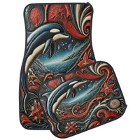 Dynamic Dolphin Art Piece Car Floor Mat