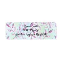 Watercolor Purple Leaf Vine Label