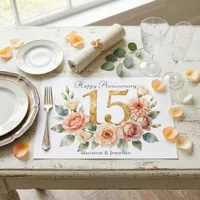 Floral Watercolor 15th Anniversary Paper Placemat