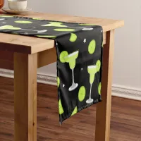 Margarita Cocktails and Lime Green Black Short Table Runner