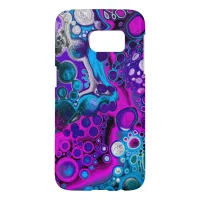 Purple, Blue Modern Abstract Fluid Art Marble Cell Samsung Galaxy S7 Case