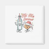 Tis The Season Retro Milk And Cookie Christmas Magnet