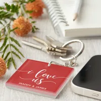 I Love Us Couples Personalized Photo Keychain