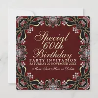 Stylish Diamond Elegance 60th Birthday Invitations