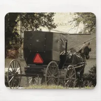 Amish Horse and Buggy Sepia Postcard Digital Art Mouse Pad