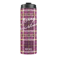 Magenta Gold Christmas Pattern#7 ID1009 Thermal Tumbler