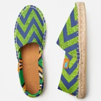 Zigzag Faux Green Glitter Image Pattern, ZEA Espadrilles