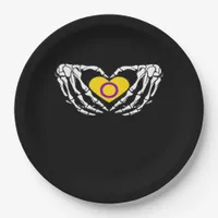 Intersex Pride Skeleton Halloween Goth Heart Class Paper Plates