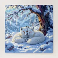 Winter Foxes on a Snowy Winter Day  Jigsaw Puzzle