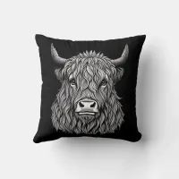 Highland Bull illustration  Throw Pillow