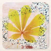 Terrazzo and Botanical Square Paper Coaster