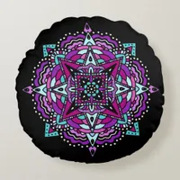 Purple and Teal Mandala    Round Pillow