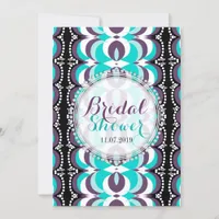 Boho Chic Purple Aqua Bridal Shower Invitation