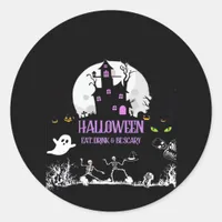 Spooky Halloween Eat Drink And Be Scary Classic Classic Round Sticker