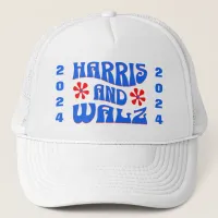 Harris & Walz Retro flowers Trucker Hat