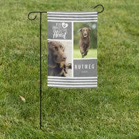 Sentimental Pet Memorial Paw Prints Photo Garden Flag