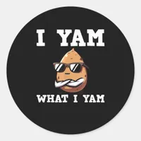 I Yam What I Yam Humorous V-Neck Classic Round Sticker