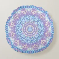 Lilac Blue Bohemian Dreamis Round Cushion