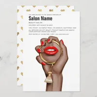 Red and Gold Glam Chic Beauty Salon Opening Invitation